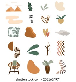 Abstract doodle elements. trendy modern hand drawn textured shapes, creative contemporary aesthetic doodle elements illustration set. texture graphic , modern sketch Premium Vector