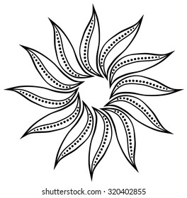 Abstract doodle floral element isolated on white background