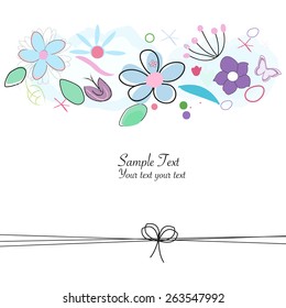 Abstract doodle floral greeting card vector
