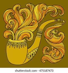 Abstract doodle floral highly detailed hand drawn for decorative design or pattern, T-shirts featuring spiral motifs, tattoo design element. Book concept art. Isolated vector illustration 