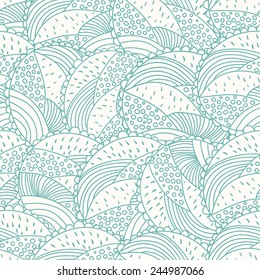 Abstract doodle floral seamless pattern. Outline background