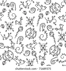Abstract doodle floral seamless pattern