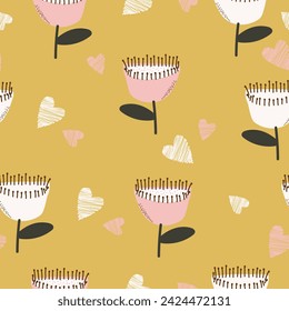 Dibujo de fondo sin fisuras del patrón de la superficie floral del doodle abstracto para la moda, la tela, el papel pintado y el diseño de impresión
