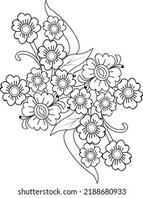 Abstract doodle floral Zentangle vector art black and white clip art
