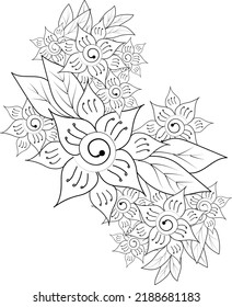 Abstrakte Doodle, floraler Zentangle, Vektorkunst, schwarz-weißer Clipart