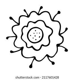 Abstract doodle flower. Hand-drawn outline of a fantasy flower