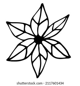 Flor de doodle abstracta. Esbozo dibujado a mano de una flor de fantasía