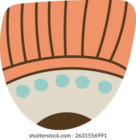 An abstract doodle flower head with bold lines and geometric shapes. A stylized floral motif featuring curved patterns and circular elements. Cartoon vector illustration.
