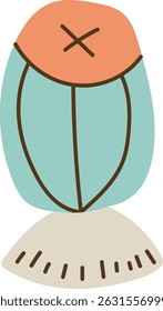 An abstract doodle flower head with geometric shapes and bold outlines. A stylized floral motif featuring unique patterns and simplified forms. Cartoon vector illustration.