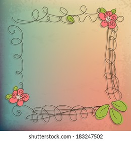 Abstract doodle flower roses with your text vector eps 10
