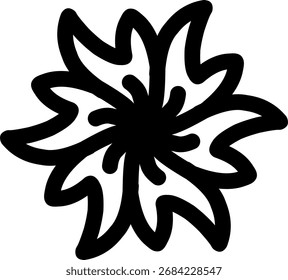 Abstractas doodle forma de flor dibujado a mano negro contorno floral ilustración