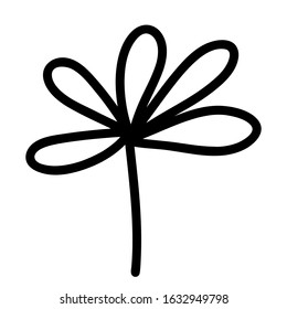 Abstract doodle flower. Single floral element for decoration patterns, wrapping paper, wallpaper, cards, invitations, packing boxes, bouquets. Vector stock illustration.