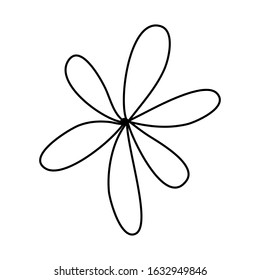 Abstract doodle flower. Single floral element for decoration patterns, wrapping paper, wallpaper, cards, invitations, packing boxes, bouquets. Vector stock illustration.