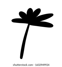 Abstract doodle flower. Single floral element for decoration patterns, wrapping paper, wallpaper, cards, invitations, packing boxes, bouquets. Vector stock illustration.