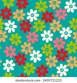 Abstract doodle flowers vector illustration seamless pattern for textile, wallpaper.