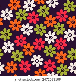 Abstract doodle flowers vector illustration seamless pattern for textile, wallpaper.