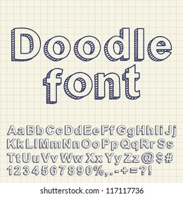 Abstract Doodle Font. Vector Illustration.