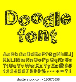 Abstract doodle font. Vector illustration.