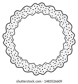 Abstract doodle frame with dots background and wavy lines. Isolated on white background. Vector stock illustration.