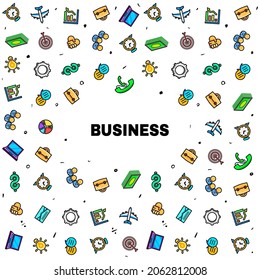 Resumen Marco Doodle Mano Dibujo Vector de Negocio Estilo de diseño Fondo Correo Bloc de notas Dinero Equipo Gente Iconos de caricatura Ilustración