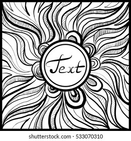 Abstract doodle frame. Hand drawn ornament. Coloring book page. Vector illustration. 