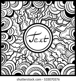 Abstract doodle frame. Hand drawn ornament. Coloring book page. Vector illustration. 