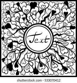Abstract doodle frame. Hand drawn ornament. Coloring book page. Vector illustration. 