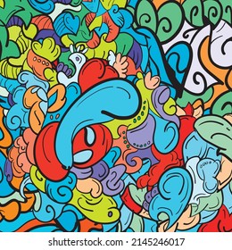 Abstract doodle full color wallpaper design