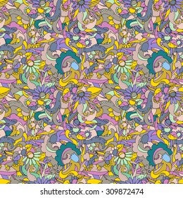 abstract doodle funny seamless vector pattern  with hand drawn whorl