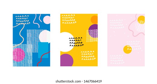 Abstract doodle geometric background with fun color pattern cartoon texture for brochure cover template design