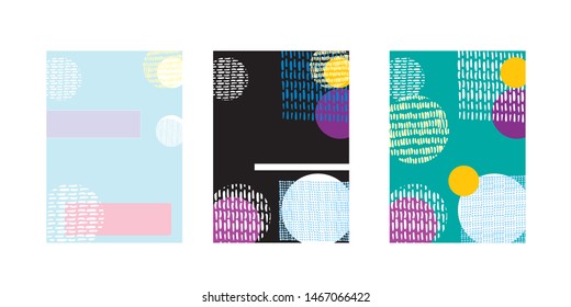 Abstract doodle geometric background with fun color pattern cartoon texture for brochure cover template design