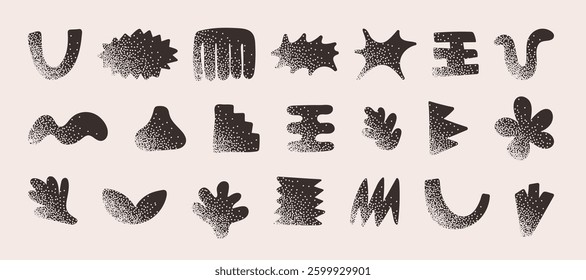Abstract doodle graphic shapes collection. Textured retro design symbol sset