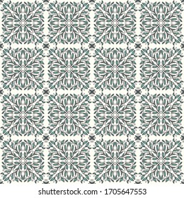 Abstract doodle Green leaves line black vector illustration Seamless pattern on yellow background design wallpaper.