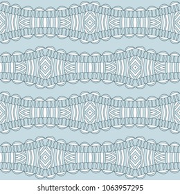 Abstract doodle hand drawn geometric tracery pattern.Vector seamless lace ornament. Ribbons decorative background.
