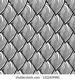 abstract doodle hand drawn monochrome seamless pattern
