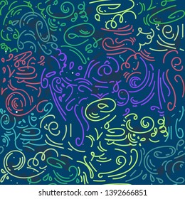 abstract doodle hand drawn pattern romantic vector. chaotic wavy lines, curl, scroll background. Seamless pattern. for wallpapers, pattern fills, web page backgrounds, surface textures.