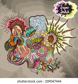 Abstract doodle, hand drawn sketchy background.Vector illustration.