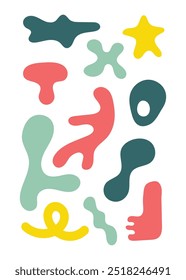 Abstract doodle hand drawn, trendy contemporary abstract shapes element colorful vector design