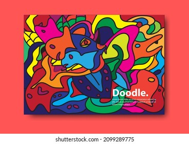 Abstract doodle handrawn colorful for cover, poster, banner.