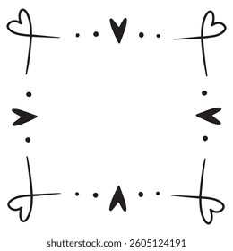 Abstract doodle heart frame hand drawn for valentine, love, illustration and element