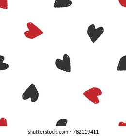 Abstract doodle heart seamless pattern. hand drawn elements