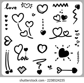 Abstract Doodle heart. Thin Line Black in many collections. brush Sign isolated love in Vector illustration
