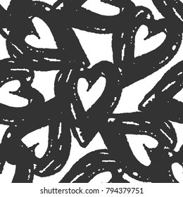 Abstract doodle hearts seamless pattern. hand drawn elements