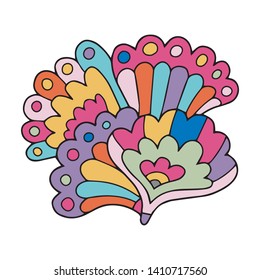 Abstract doodle illustration. Floral element in bright colors. 