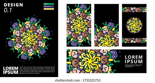 Abstract doodle illustration set.Wallpaper, background, banner, poster, cover book, music album cover