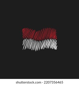 abstract doodle indonesian flag handrawn
