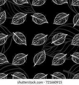 Abstract doodle leaves seamless pattern design. Pattern vector illustration doodle leaf