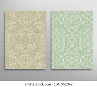 Abstract doodle line patterns, size A4. Geometric ornament, lace pattern. Vector set of hand drawn background for flyer, cover, banner, business card, invitation