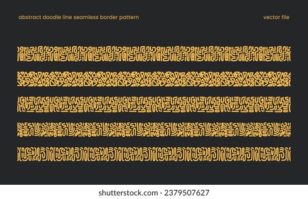 abstract doodle line seamless pattern for border design decoration. african or aztec tribe like pattern border vector illustration