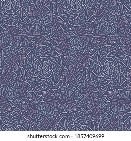 Resumen de doodle lineal ornamento patrón vectorial sin fisuras. Diseño de impresión de superficie para tejidos, artículos de papelería, telas, textiles, papel de libro de chatarra, envoltura de regalo, decoración del hogar, papel pintado y embalaje.